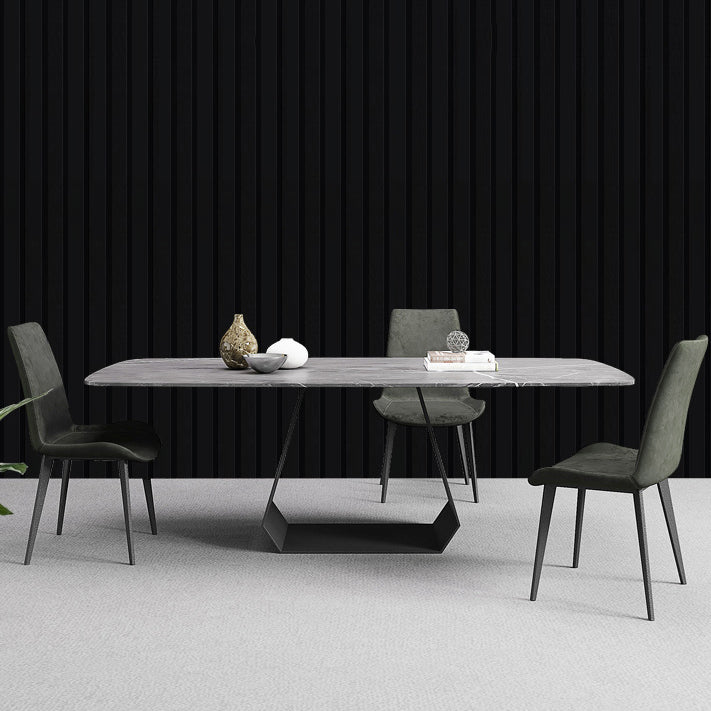 Rectangular Sintered Stone Dining Table Modern Dining Table with Metal Base Clearhalo 'Dining Tables & Seating' 'Dining Tables' 'dining_table' 'furn' 'furn_dining_table' 'Furniture' 'Kitchen & Dining Furniture' 5996621