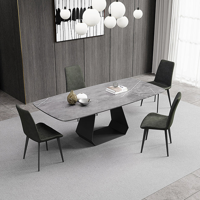 Rectangular Sintered Stone Dining Table Modern Dining Table with Metal Base Clearhalo 'Dining Tables & Seating' 'Dining Tables' 'dining_table' 'furn' 'furn_dining_table' 'Furniture' 'Kitchen & Dining Furniture' 5996622