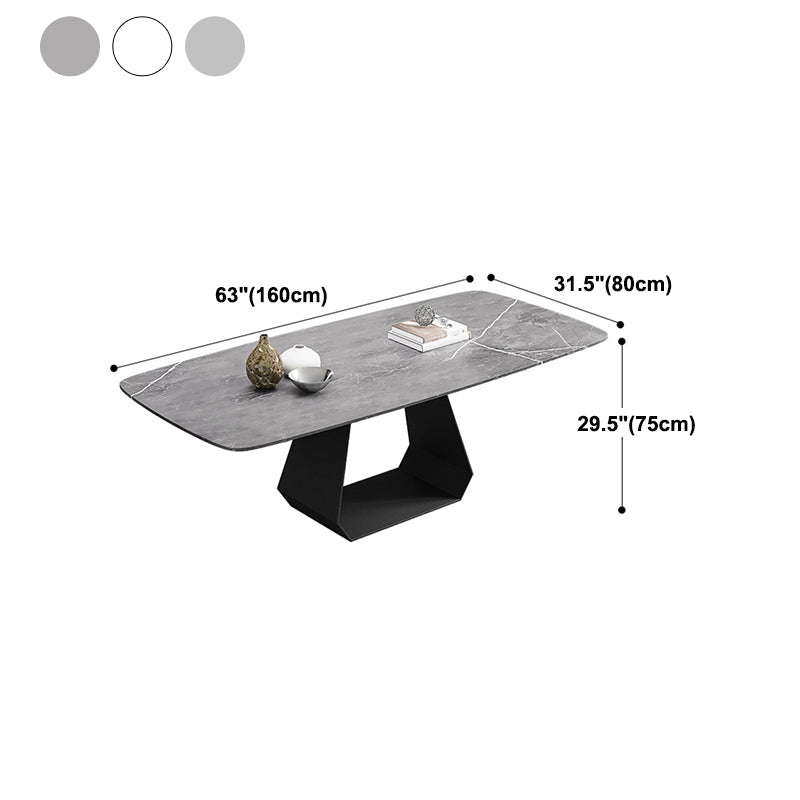 Rectangular Sintered Stone Dining Table Modern Dining Table with Metal Base Clearhalo 'Dining Tables & Seating' 'Dining Tables' 'dining_table' 'furn' 'furn_dining_table' 'Furniture' 'Kitchen & Dining Furniture' 5996625