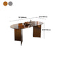 Glass Top Dining Table Oval Dining Table with Double Pedestal