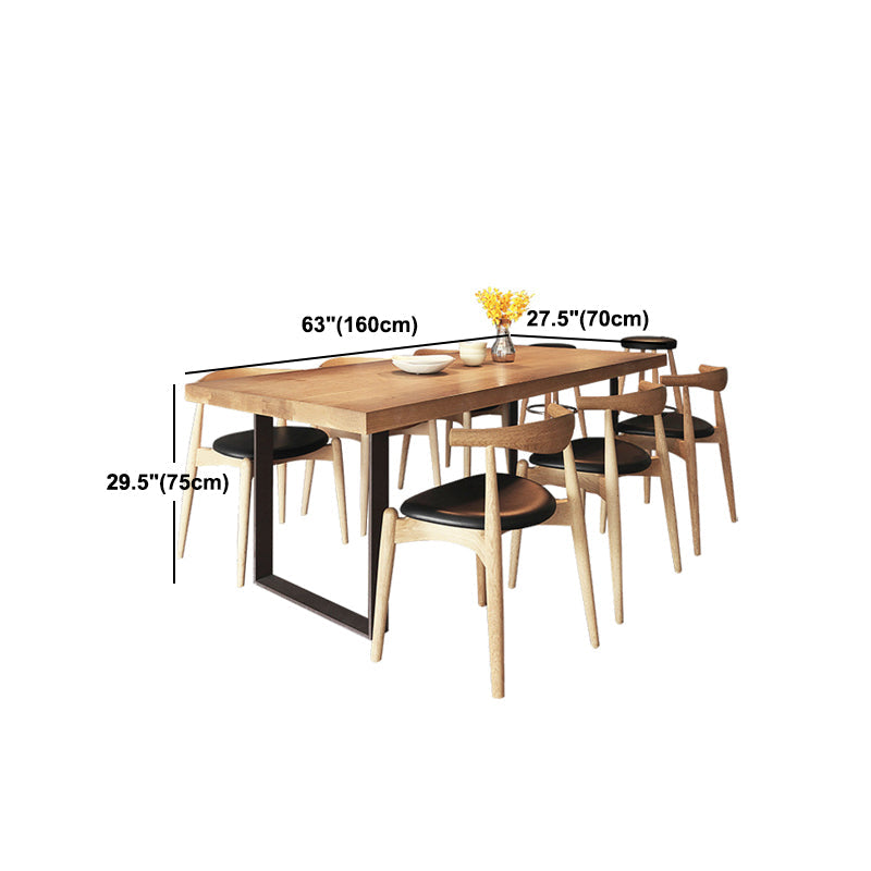 Table à manger en bois massif Table rectangulaire industrielle avec base luge