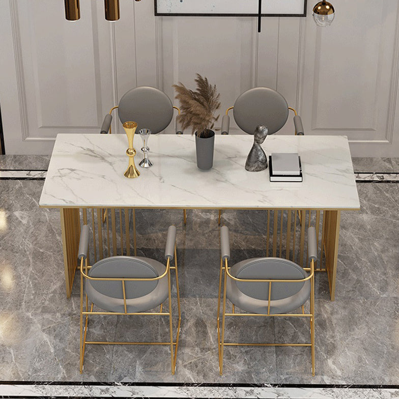 Steen bovenste eettafel eigentijdse rechthoektafel met dubbele voetstukbasis