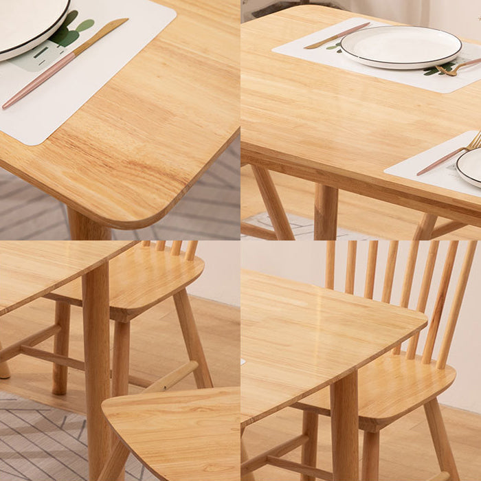 Solid Wood Dining Table Rectangle Contemporary Dining Table with 4 Legs