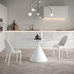 Round Stone Dining Table Modern Pedestal Dining Table in White and Black