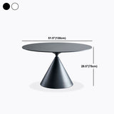 Round Stone Dining Table Modern Pedestal Dining Table in White and Black