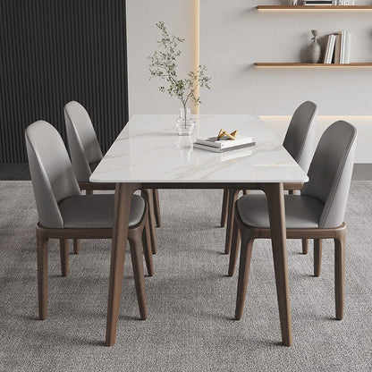 Rectangle Dining Table Mid-Century Modern Dining Table with Solid Wood Base