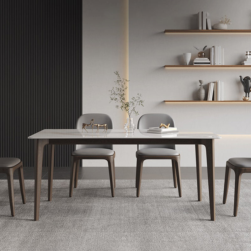 Rectangle Dining Table Mid-Century Modern Dining Table with Solid Wood Base