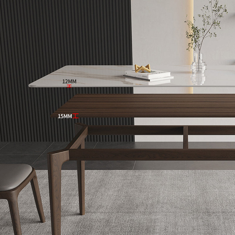 Rectangle Dining Table Mid-Century Modern Dining Table with Solid Wood Base