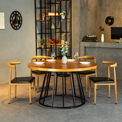 Solid Wood Dining Table Contemporary Round Dining Table with Pedestal Base