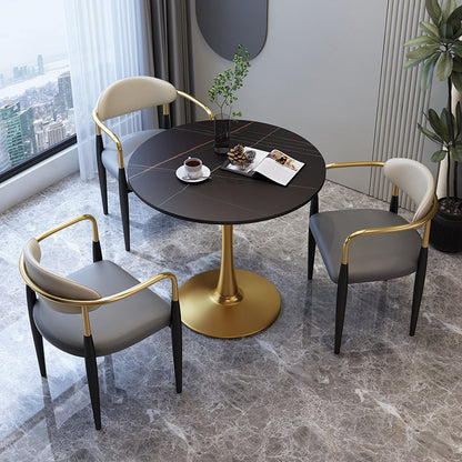 Traditionele luxe eettafel Stenen eettafel met metalen onderstel