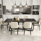 Stone Top Dining Table Contemporary Dining Table with Metal Base in Black