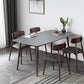 Mid-Century Modern Dining Table Rectangle Stone Top Dining Table with 4 Legs Gray 55.1"L x 31.5"W x 29.5"H Without Chairs Clearhalo 'Dining Tables & Seating' 'Dining Tables' 'dining_table' 'furn' 'furn_dining_table' 'Furniture' 'Kitchen & Dining Furniture' 5996907