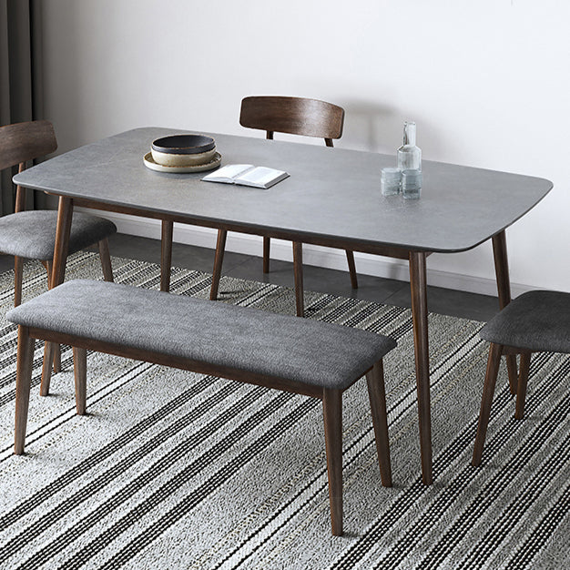 Mid-Century Modern Dining Table Rectangle Stone Top Dining Table with 4 Legs Gray 63"L x 35.4"W x 29.5"H Without Chairs Clearhalo 'Dining Tables & Seating' 'Dining Tables' 'dining_table' 'furn' 'furn_dining_table' 'Furniture' 'Kitchen & Dining Furniture' 5996908