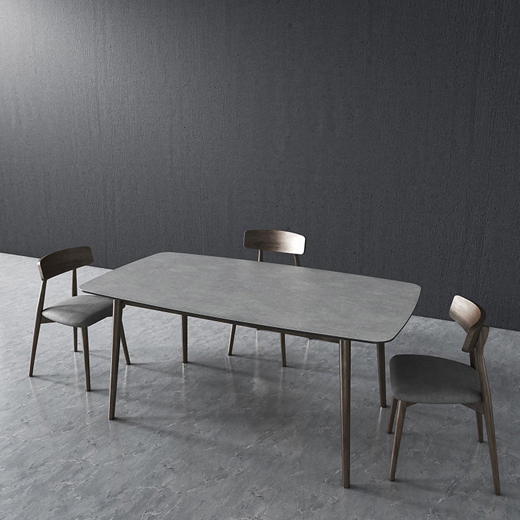 Mid-Century Modern Dining Table Rectangle Stone Top Dining Table with 4 Legs Gray 70.9"L x 35.4"W x 29.5"H Without Chairs Clearhalo 'Dining Tables & Seating' 'Dining Tables' 'dining_table' 'furn' 'furn_dining_table' 'Furniture' 'Kitchen & Dining Furniture' 5996909