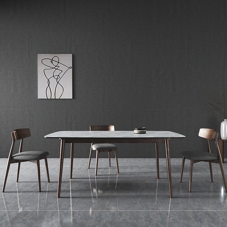 Mid-Century Modern Dining Table Rectangle Stone Top Dining Table with 4 Legs Clearhalo 'Dining Tables & Seating' 'Dining Tables' 'dining_table' 'furn' 'furn_dining_table' 'Furniture' 'Kitchen & Dining Furniture' 5996915