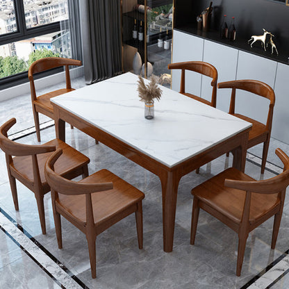 Stone Top Table Contemporary Rectangle Dining Table with 4 Legs