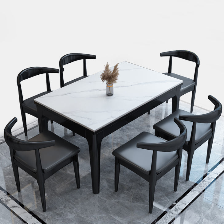 Stone Top Table Contemporary Rectangle Dining Table with 4 Legs