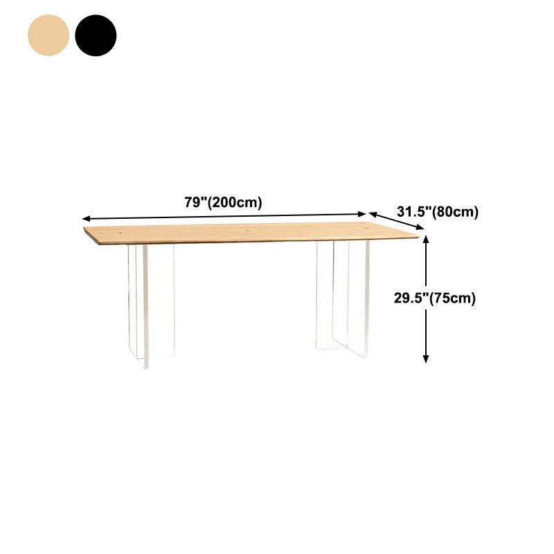 Rechthoek houten eettafel traditionele luxe tafel met dubbele voetstukbasis