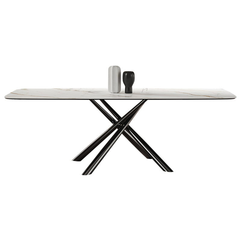 Rectangle Dining Table Industrial Stone Table in White for Dining Room Without Chairs Clearhalo 'Dining Tables & Seating' 'Dining Tables' 'dining_table' 'furn' 'furn_dining_table' 'Furniture' 'Kitchen & Dining Furniture' 5997038