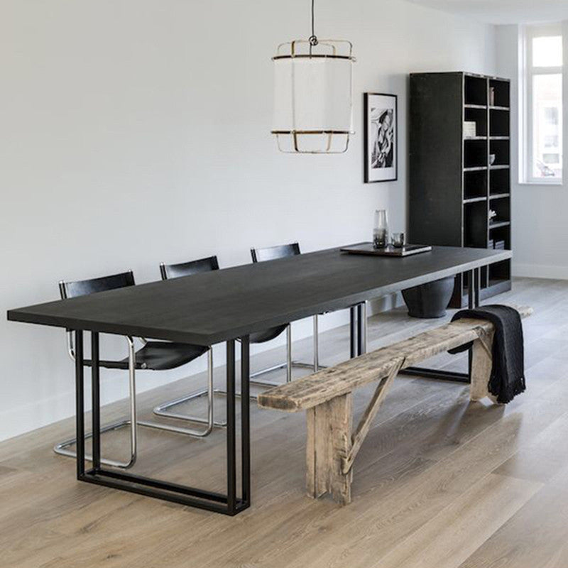 Wood Dining Table Traditional Luxury Rectangle Table with Sled Base Black 70.9"L x 31.5"W x 29.5"H Without Chairs Clearhalo 'Dining Tables & Seating' 'Dining Tables' 'dining_table' 'furn' 'furn_dining_table' 'Furniture' 'Kitchen & Dining Furniture' 5997052