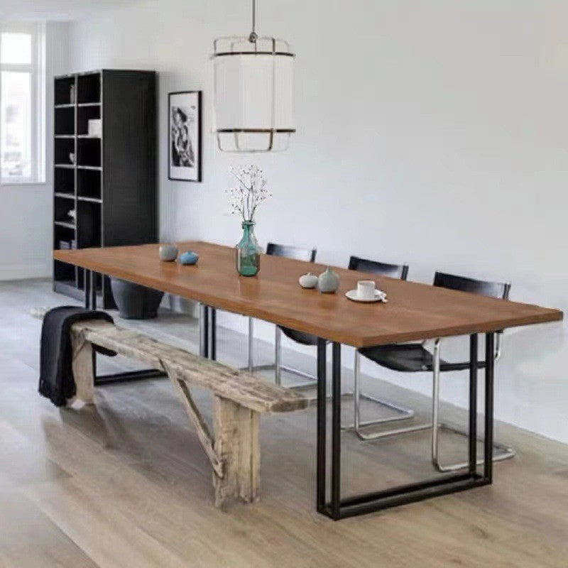 Wood Dining Table Traditional Luxury Rectangle Table with Sled Base Brown Without Chairs Clearhalo 'Dining Tables & Seating' 'Dining Tables' 'dining_table' 'furn' 'furn_dining_table' 'Furniture' 'Kitchen & Dining Furniture' 5997053