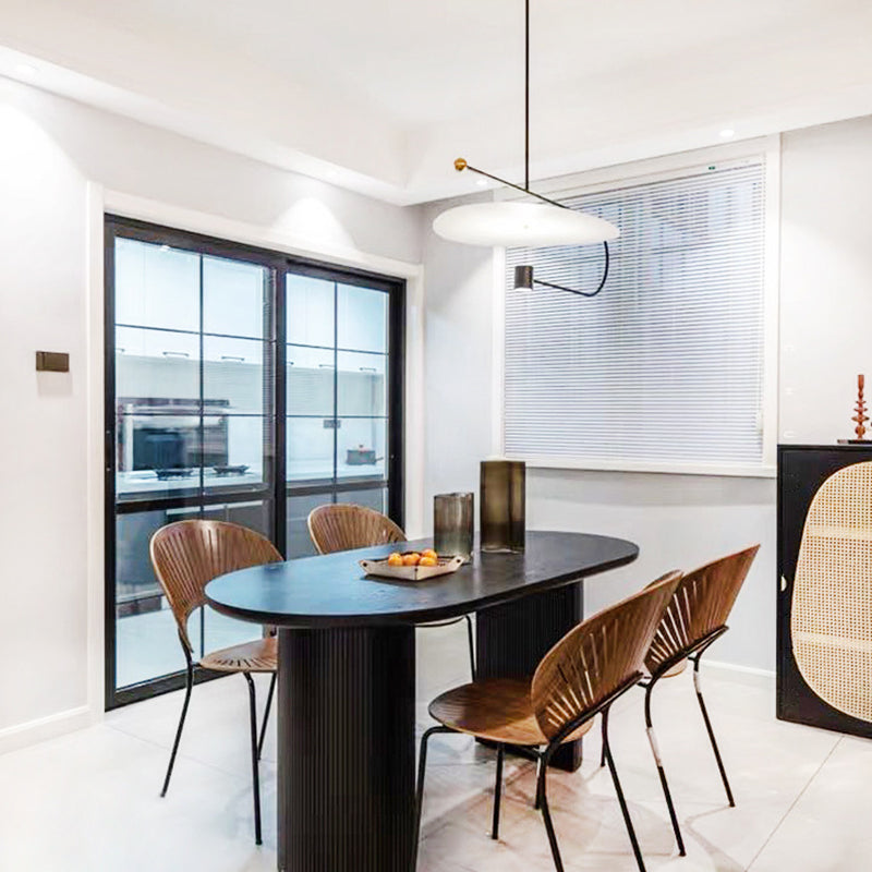 Oval Dining Table Contemporary Dining Table with Sled Base in Black Black 70.9"L x 35.4"W x 29.5"H Without Chairs Clearhalo 'Dining Tables & Seating' 'Dining Tables' 'dining_table' 'furn' 'furn_dining_table' 'Furniture' 'Kitchen & Dining Furniture' 5997080