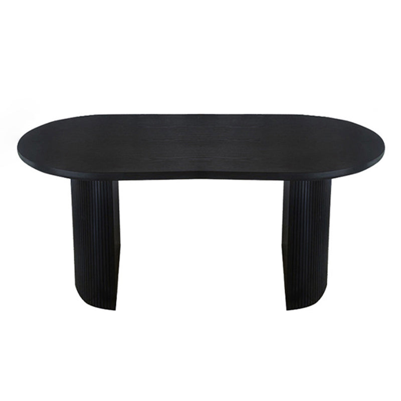Oval Dining Table Contemporary Dining Table with Sled Base in Black Black Without Chairs Clearhalo 'Dining Tables & Seating' 'Dining Tables' 'dining_table' 'furn' 'furn_dining_table' 'Furniture' 'Kitchen & Dining Furniture' 5997081