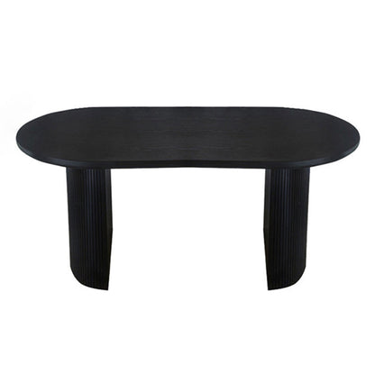 Oval Dining Table Contemporary Dining Table with Sled Base in Black Black Without Chairs Clearhalo 'Dining Tables & Seating' 'Dining Tables' 'dining_table' 'furn' 'furn_dining_table' 'Furniture' 'Kitchen & Dining Furniture' 5997081