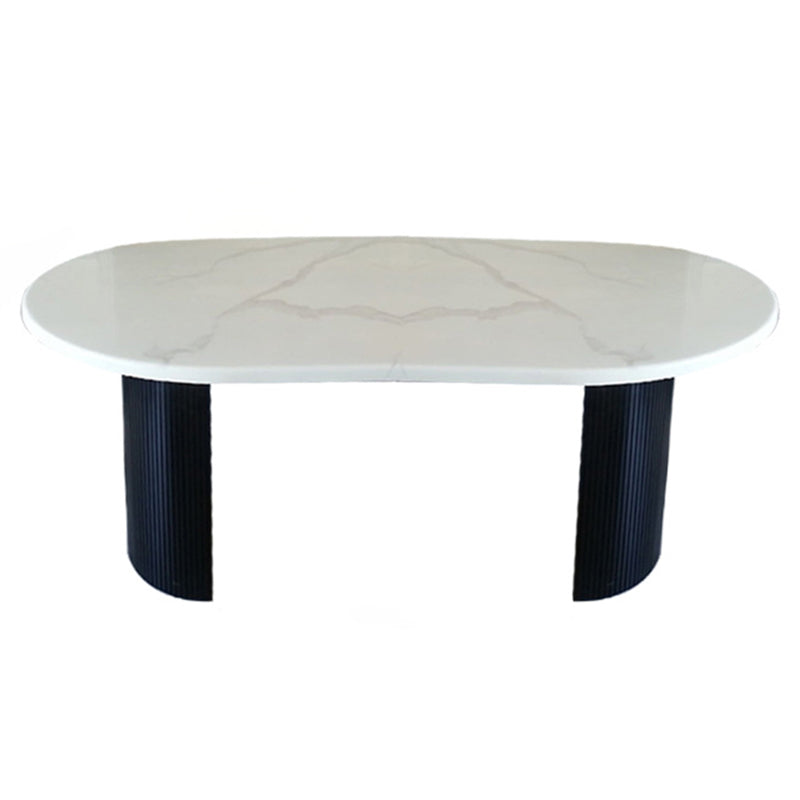 Oval Dining Table Contemporary Dining Table with Sled Base in Black White Without Chairs Clearhalo 'Dining Tables & Seating' 'Dining Tables' 'dining_table' 'furn' 'furn_dining_table' 'Furniture' 'Kitchen & Dining Furniture' 5997082