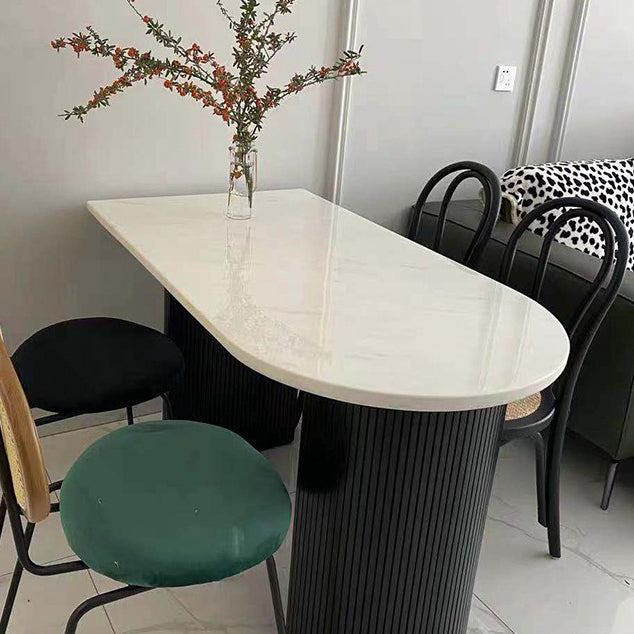 Oval Dining Table Contemporary Dining Table with Sled Base in Black Clearhalo 'Dining Tables & Seating' 'Dining Tables' 'dining_table' 'furn' 'furn_dining_table' 'Furniture' 'Kitchen & Dining Furniture' 5997085