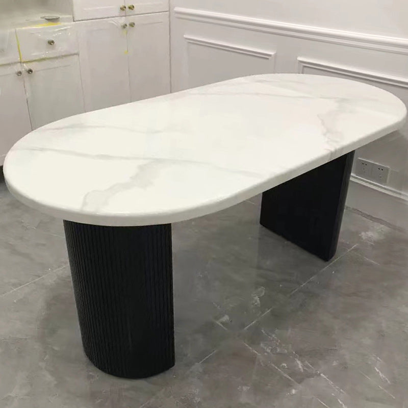 Oval Dining Table Contemporary Dining Table with Sled Base in Black Clearhalo 'Dining Tables & Seating' 'Dining Tables' 'dining_table' 'furn' 'furn_dining_table' 'Furniture' 'Kitchen & Dining Furniture' 5997089