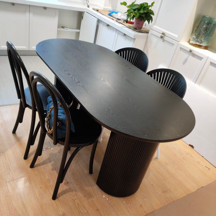 Oval Dining Table Contemporary Dining Table with Sled Base in Black Clearhalo 'Dining Tables & Seating' 'Dining Tables' 'dining_table' 'furn' 'furn_dining_table' 'Furniture' 'Kitchen & Dining Furniture' 5997092