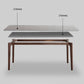 Stone Dining Table Mid-Century Modern Dining Table with 4 Legs in Brown