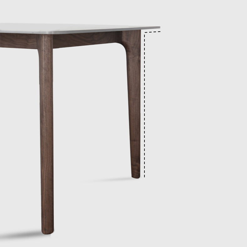 Mesa de comedor de piedra Mesa de comedor moderna de mediados de siglo con 4 patas en marrón