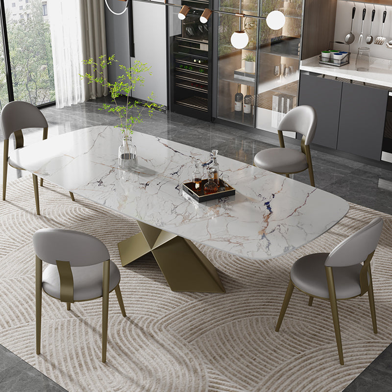 Rectangle Dining Table Sintered Stone Dining Table for Dining Room Gold 55.1"L x 31.5"W x 29.5"H Without Chairs Clearhalo 'Dining Tables & Seating' 'Dining Tables' 'dining_table' 'furn' 'furn_dining_table' 'Furniture' 'Kitchen & Dining Furniture' 5997123