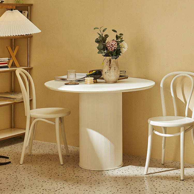 Round Dining Table Modern Black-white Furniture with Pedestal Base for Home