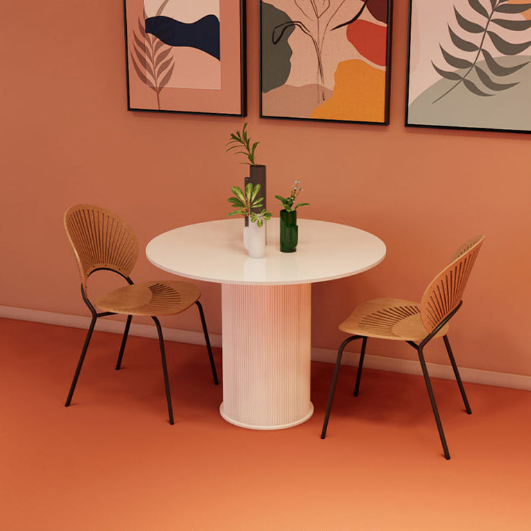 Round Dining Table Modern Black-white Furniture with Pedestal Base for Home
