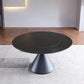 Round Stone Dining Table Modern Turntable White-black Furniture with Pedestal Base