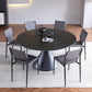 Round Stone Dining Table Modern Turntable White-black Furniture with Pedestal Base