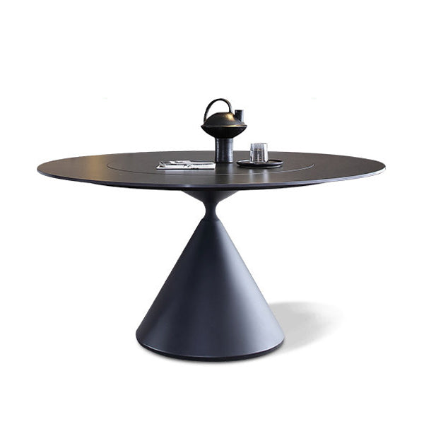 Round Stone Dining Table Modern Turntable White-black Furniture with Pedestal Base