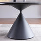 Round Stone Dining Table Modern Turntable White-black Furniture with Pedestal Base