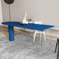 Pine Solid Wood Dining Table Contemporary Dining Table with Double Pedestal Blue 63"L x 27.6"W x 29.5"H Without Chairs Clearhalo 'Dining Tables & Seating' 'Dining Tables' 'dining_table' 'furn' 'furn_dining_table' 'Furniture' 'Kitchen & Dining Furniture' 5997186