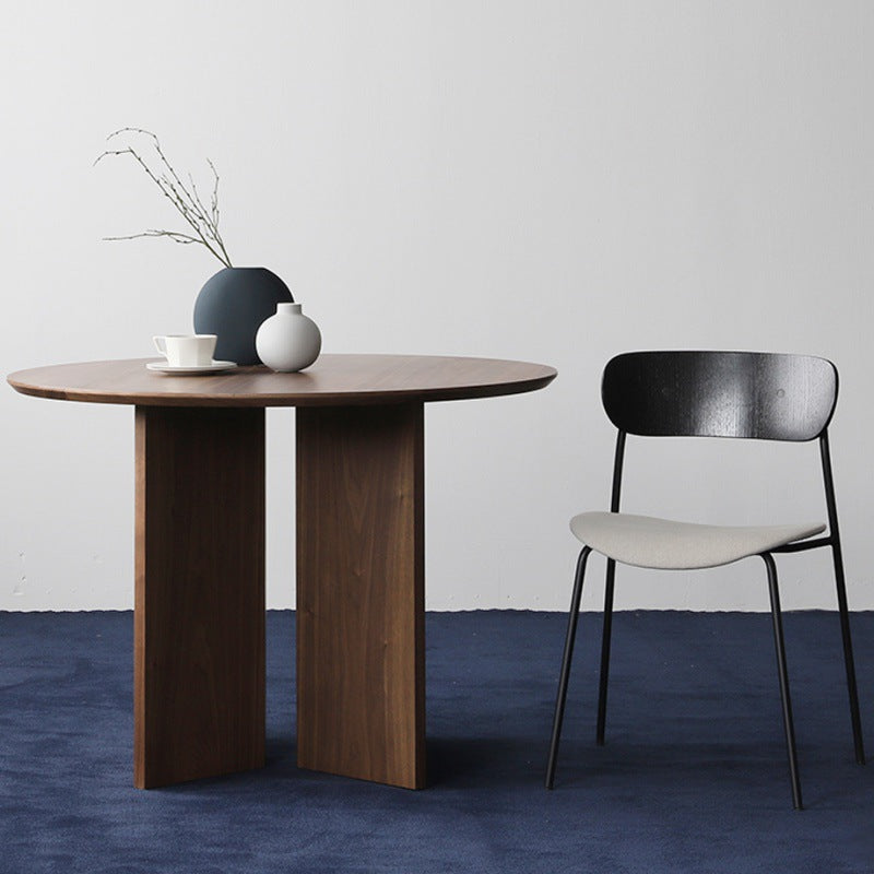 Ronde massief houten eettafel Modern bruin of natuurlijk meubilair met houten onderstel