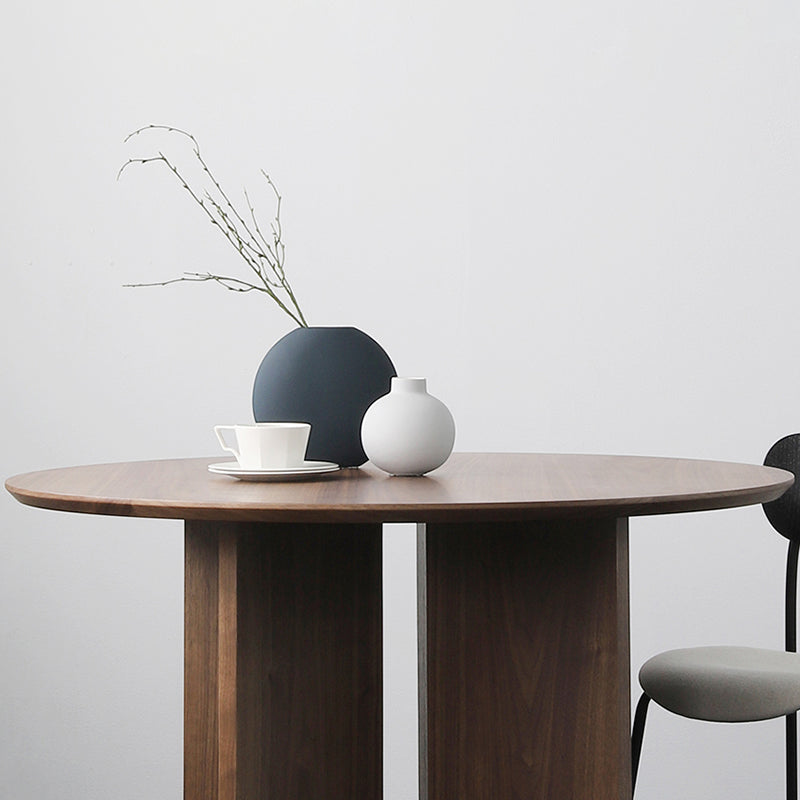 Ronde massief houten eettafel Modern bruin of natuurlijk meubilair met houten onderstel