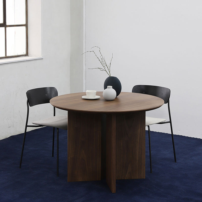 Ronde massief houten eettafel Modern bruin of natuurlijk meubilair met houten onderstel