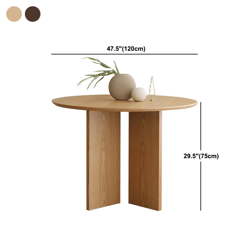 Ronde massief houten eettafel Modern bruin of natuurlijk meubilair met houten onderstel