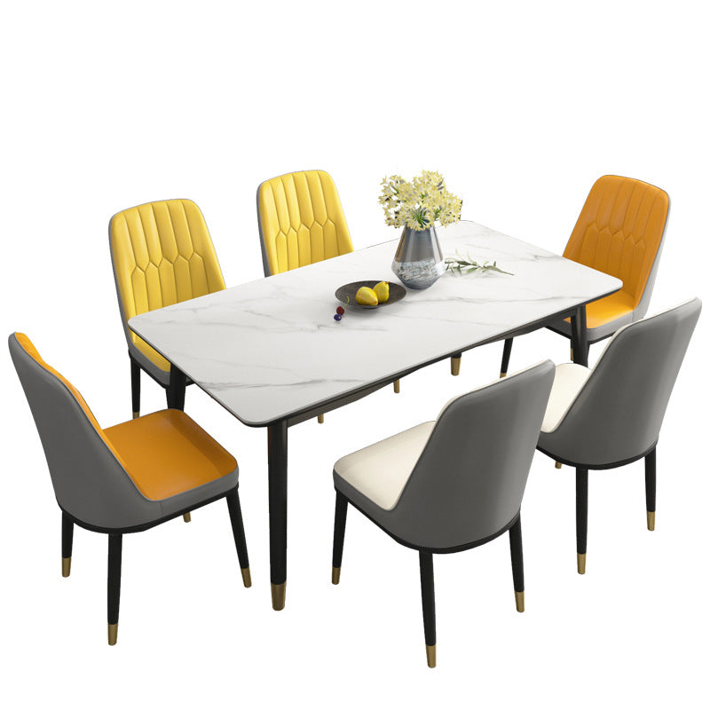 Rectangle Dining Table 4 Legs Dining Table with Solid Wood Base