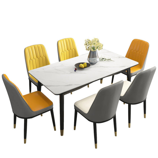 Rechteck Esstisch 4 Beine Esstisch mit fester Holzbasis