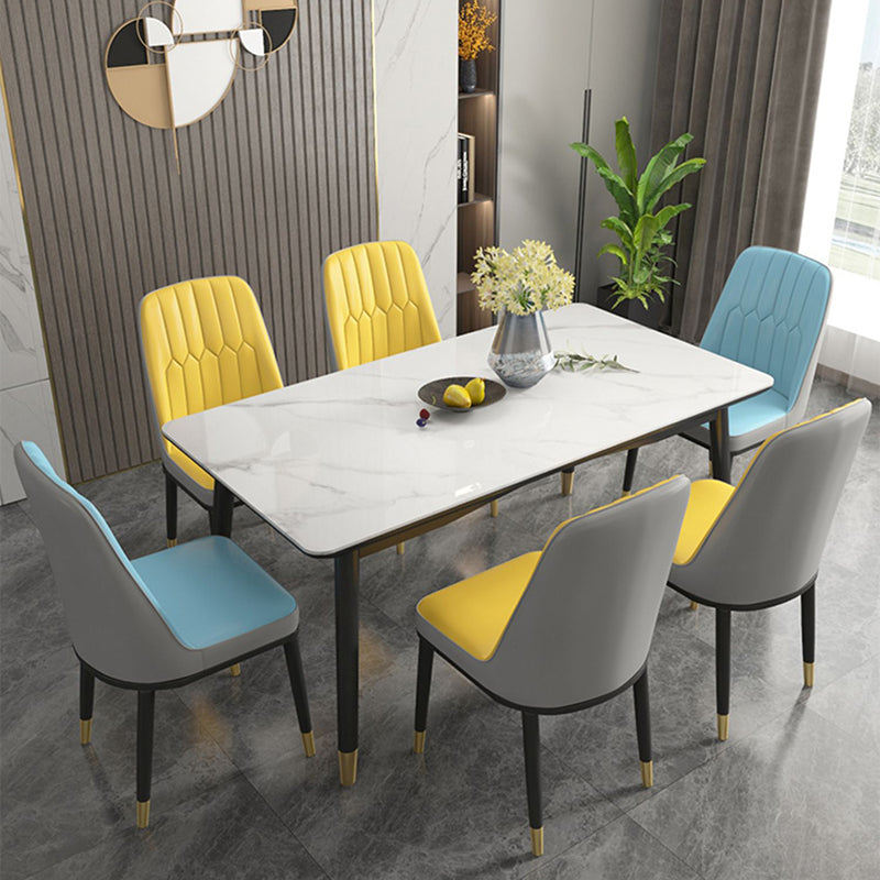 Rechteck Esstisch 4 Beine Esstisch mit fester Holzbasis