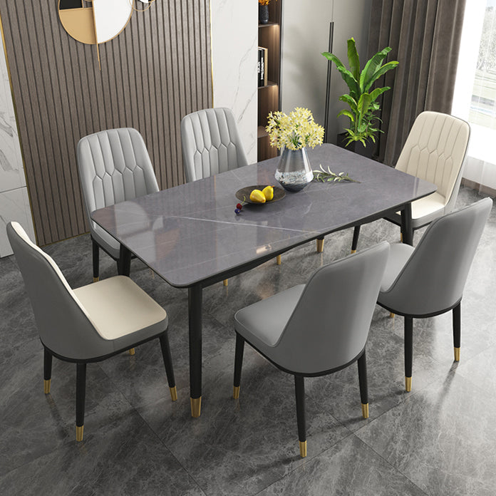 Table à manger rectangle 4 jambes table à manger avec base en bois massif